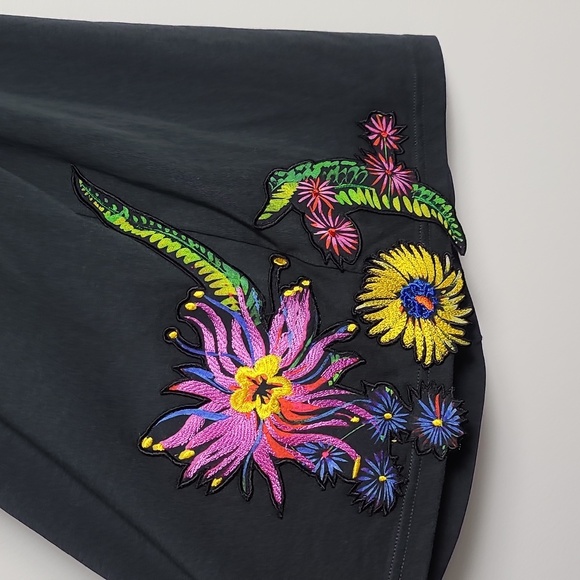 3.1 PHILLIP LIM Embroidered Floral Patch Tank with Cut Out Design Black Size XS - Picture 8 of 14